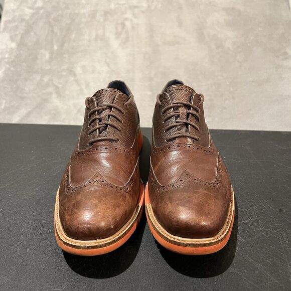 Cole Haan Great Jones Wingtip Oxfords Mens 11 M Brown Orange C11235 Dress Casual - Picture 2 of 11